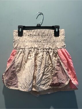 Smocked Waist Colorblock Active Shorts with Pink Accents